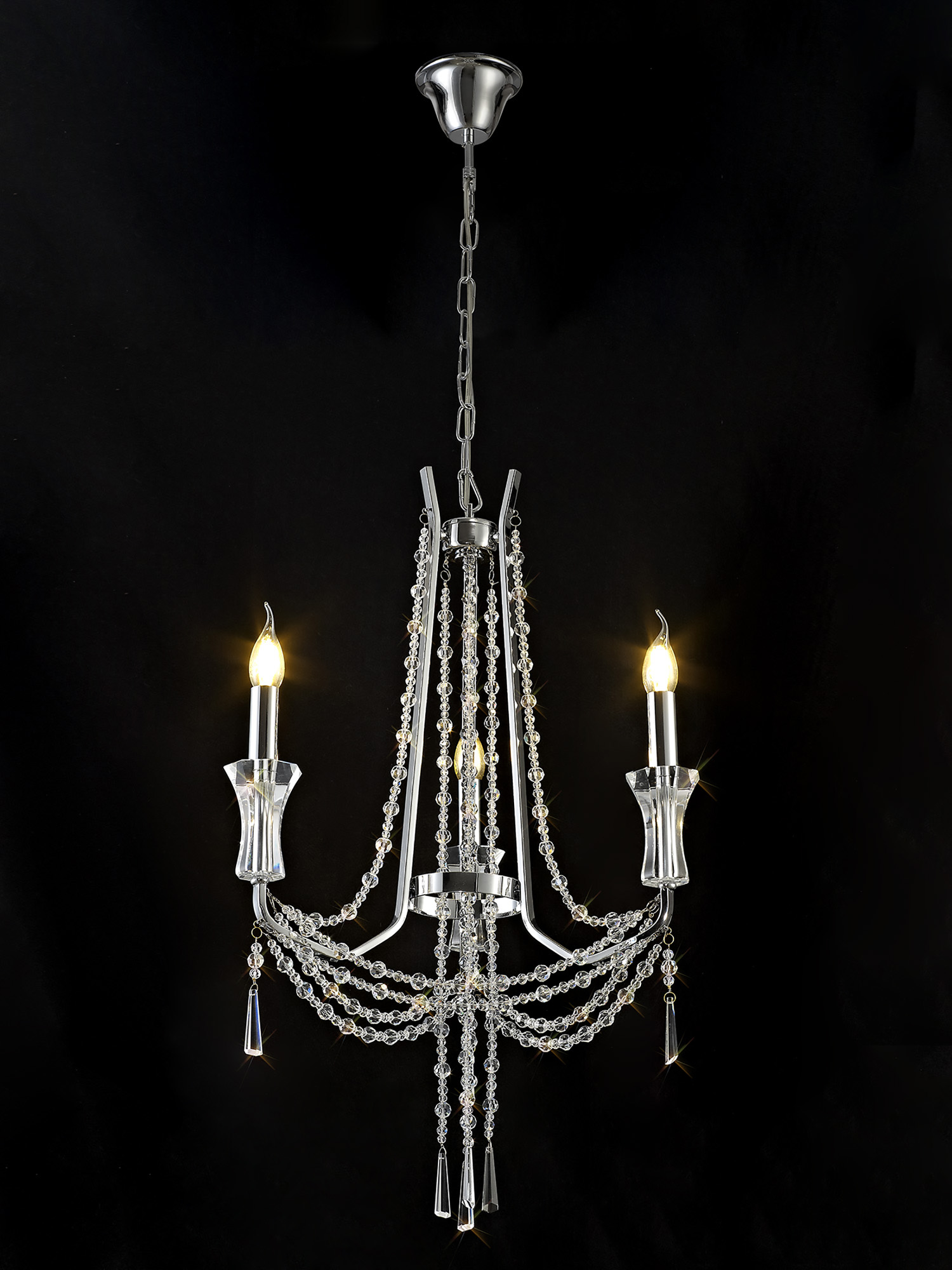 Armand Polished Chrome Crystal Ceiling Lights Diyas Multi Arm Crystal Fittings